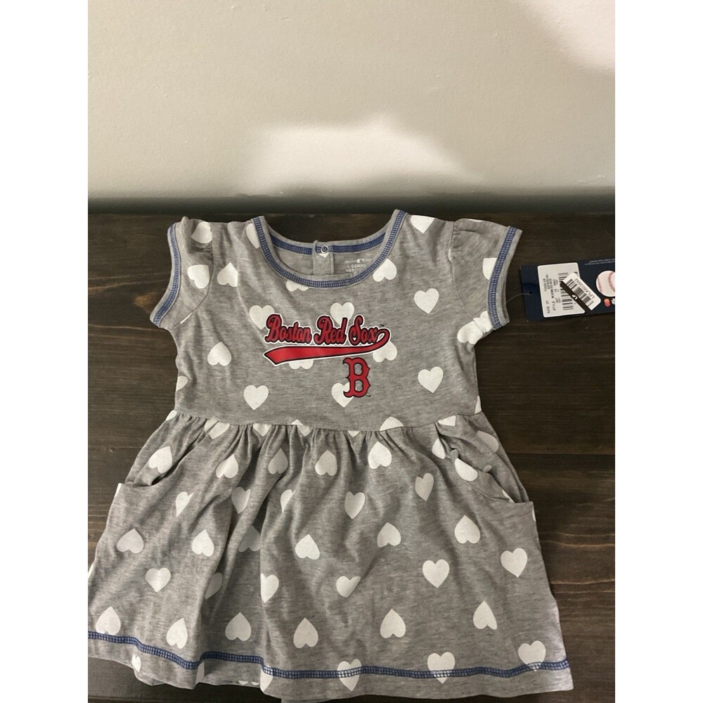Genuine Merchandise Boston Red Sox Dress Kids 2T Gray NEW Heart Print Dress